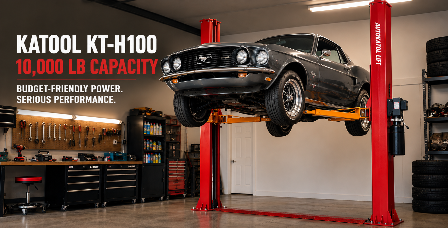 The Best Budget-Friendly 2-Post Lift: Katool KT-H100 (10,000 lbs Capacity)