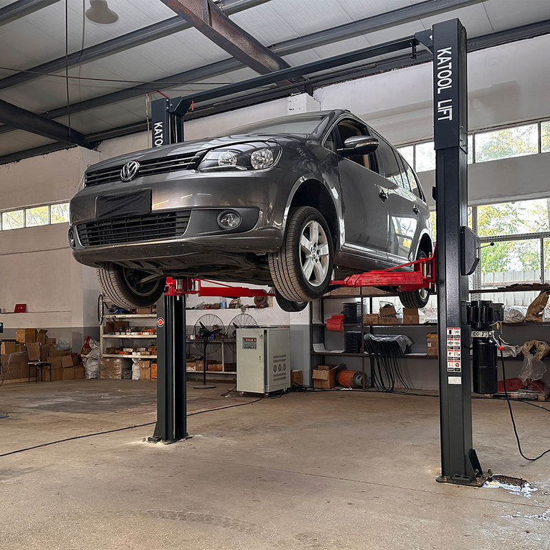 Katool KT-AS110D 11,000 lb Two-Post Asymmetrical Vehicle Lift with Single-Point Lock Release