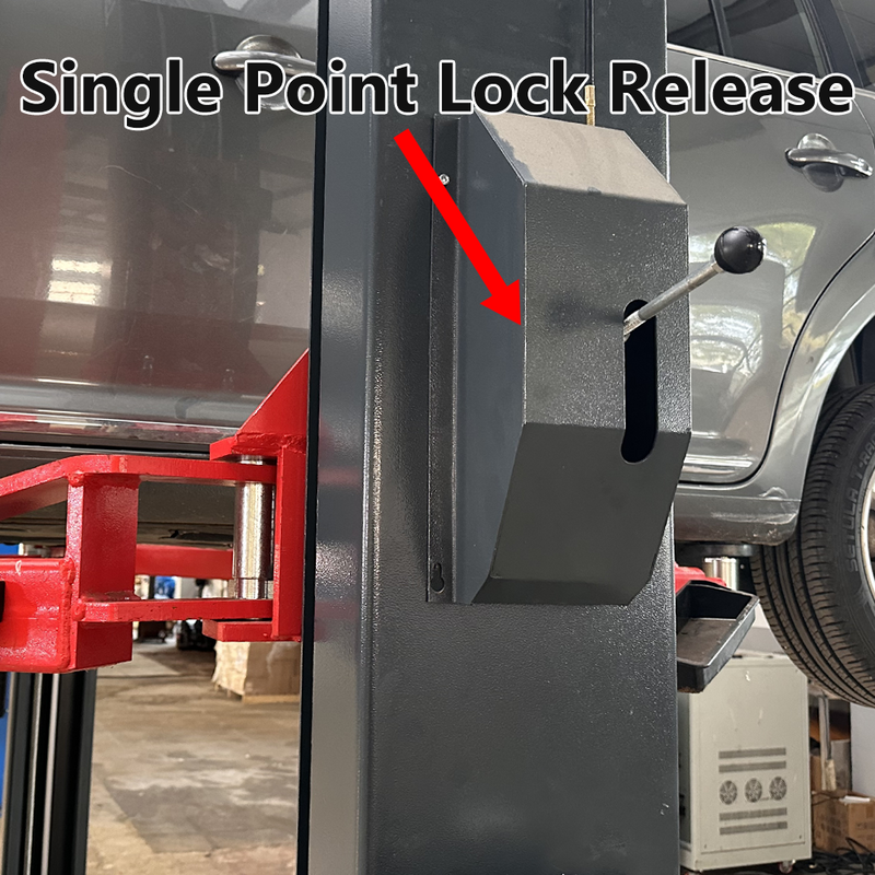 Katool KT-AS110D 11,000 lb Two-Post Asymmetrical Vehicle Lift with Single-Point Lock Release