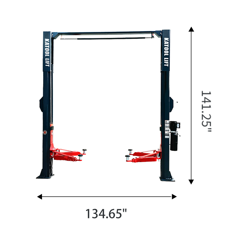 Katool KT-AS110D 11,000 lb Two-Post Asymmetrical Vehicle Lift with Single-Point Lock Release