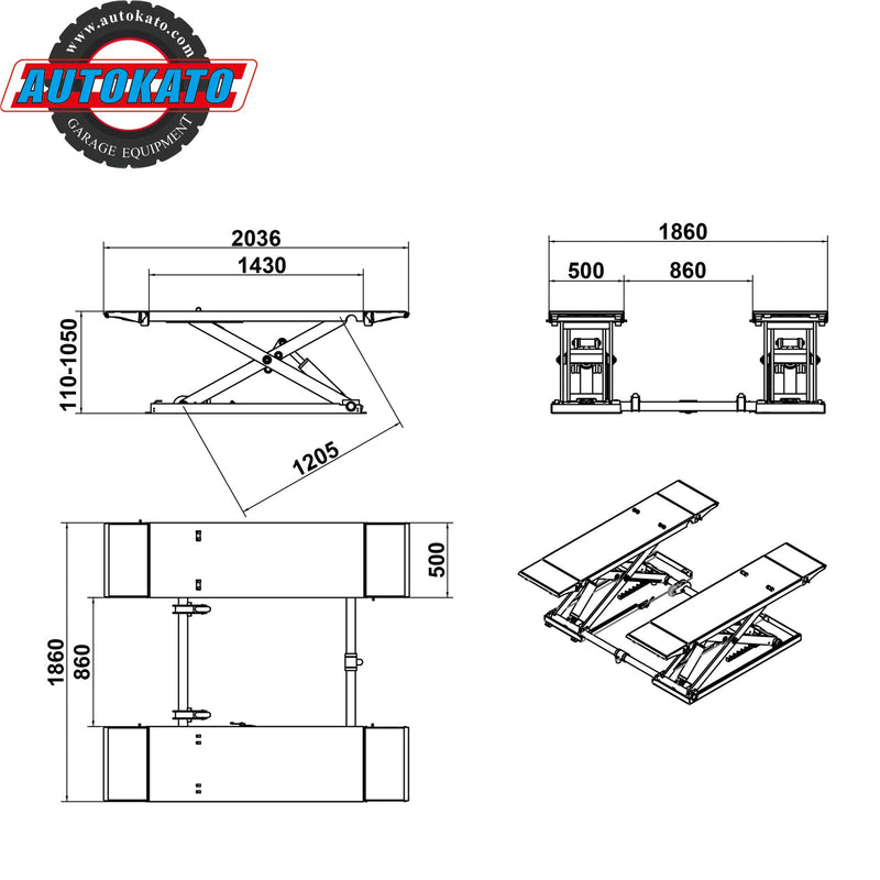 Katool KT-X85 8,000lbs Electric Mid Rise Scissor Lift