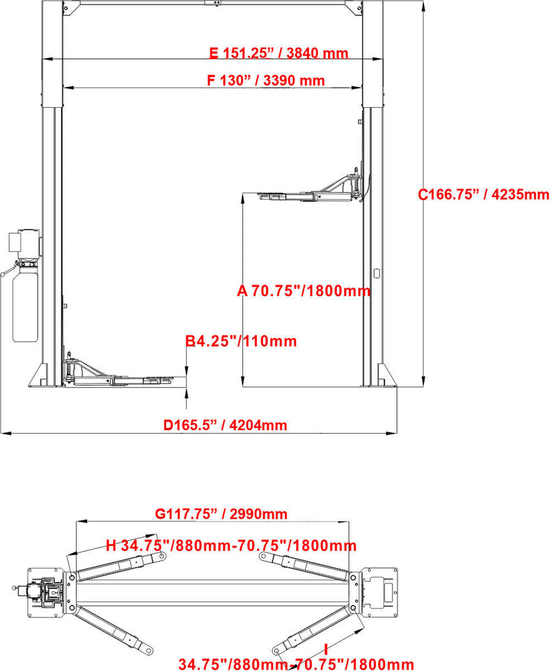 Katool KT-M120 12,000 lbs Two Post Lift