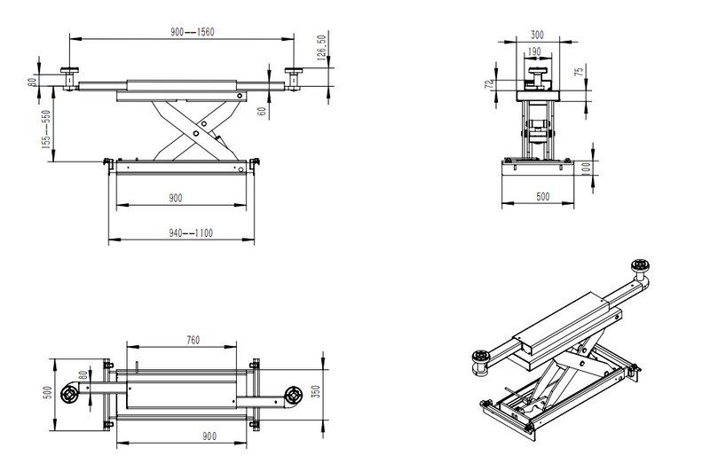 Katool KT-4H150 15,000 lb Heavy-Duty 4-Post Alignment Lift with Rolling Jack