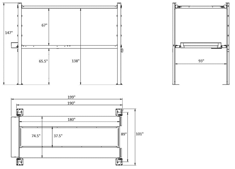 NSS-5x2 10,000 lb Double Stacker Service Storage Four Post Automotive Lift