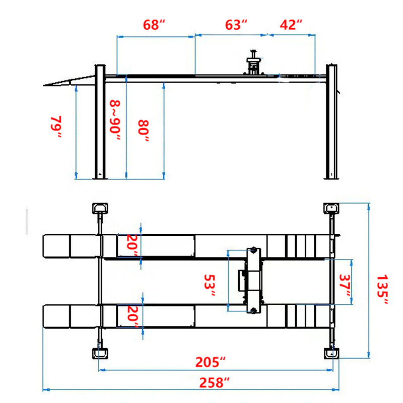 Katool KT-4H120X Heavy Duty 4-Post Lift 12,000 LBS