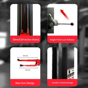 Katool KT-AS110D 11,000 lb Two-Post Asymmetrical Vehicle Lift with Single-Point Lock Release
