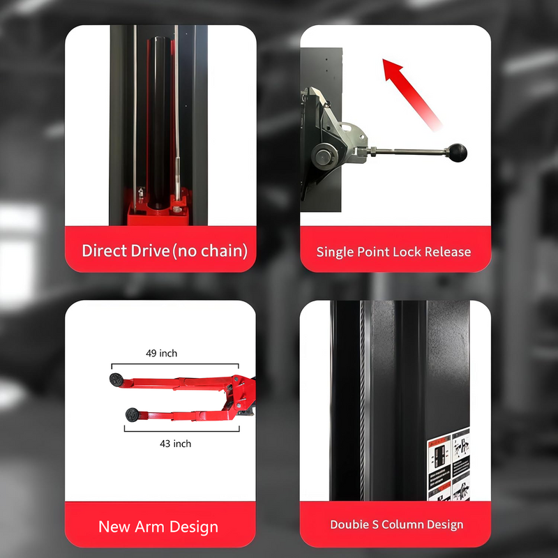 Katool KT-AS110D 11,000 lb Two-Post Asymmetrical Vehicle Lift with Single-Point Lock Release