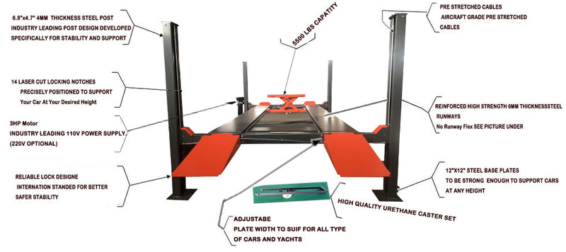Katool KT-4H110 11,000lbs Four Post Lift