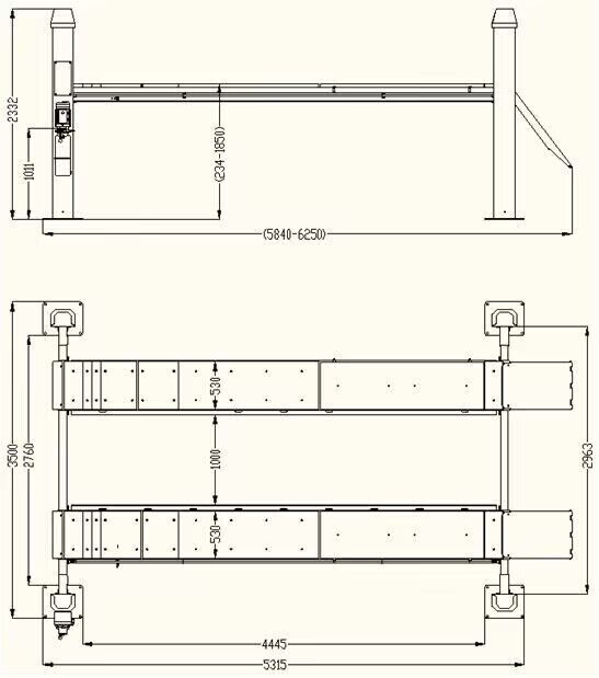 Katool KT-4H150 15,000 lb Heavy-Duty 4-Post Alignment Lift with Rolling Jack